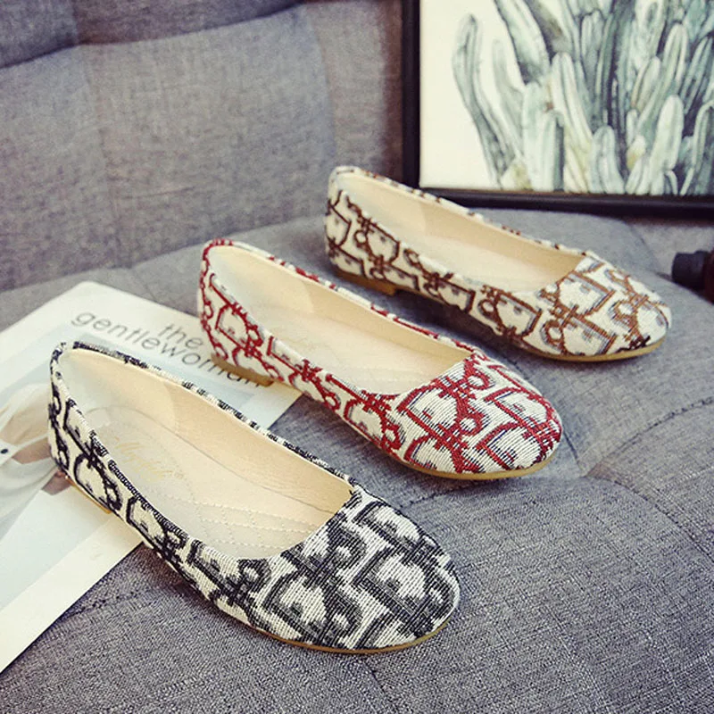 

2019 Women Ballet Flats Soft Sole Anti-slip Comfortable Canvas Patchwork Cloth Slip-ons Black Red Khaki Round Toe Shoes XWD7871