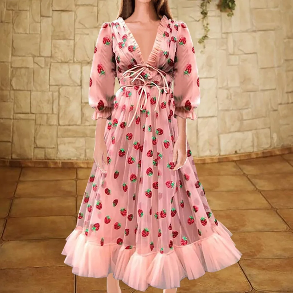 Strawberry long dress Clearance