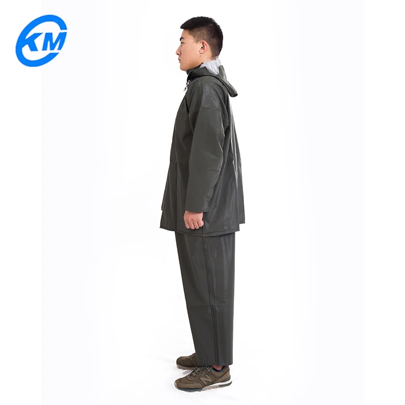 High quality Waterproof PVC Knitted fabric clothes for Special fishing pants suit and raincoat