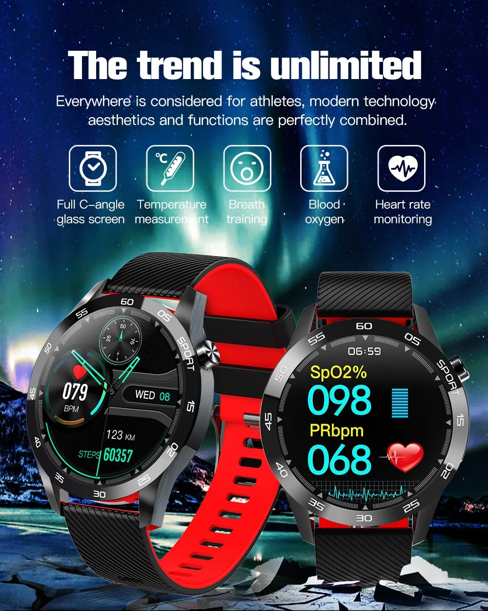 

Smart Watch Fitness Trackers With Heart Rate Blood Oxygen Monitor Pulse Oximeter Blood Pressure Monitor Temperature Measurement