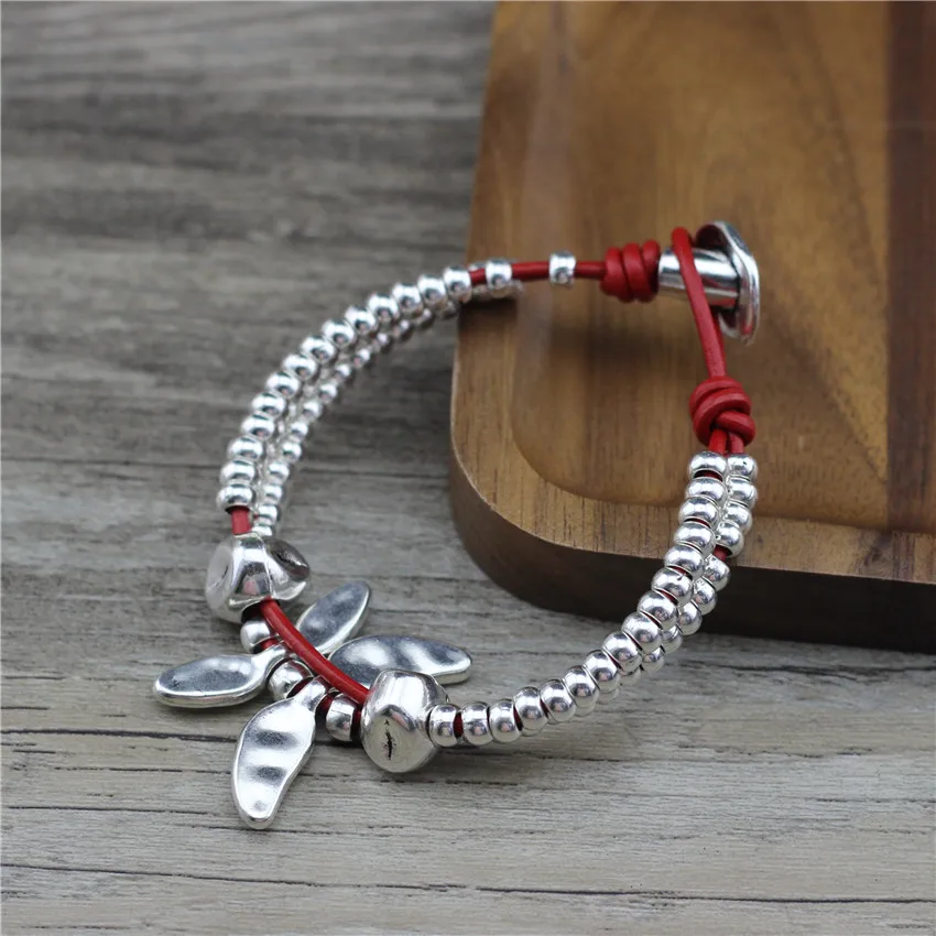 Fashion Jewelry Designer Accessory Friend Charm Genuine Leather braclets bracelet jewelry Wristband Rope Chain Gift LOW0839LB