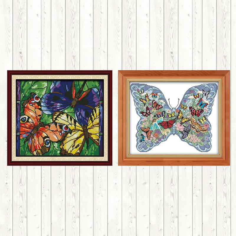 Красочные бабочки Китайская вышивка крестом животные 14ct 11ct Сделай Сам Рукоделие напечатанная на холсте счетная ткань ручной работы