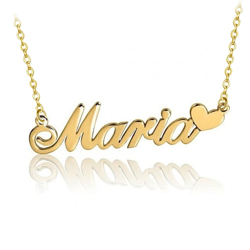 Senfai персонализированное ожерелье с именем сердца из нержавеющей стали в стиле