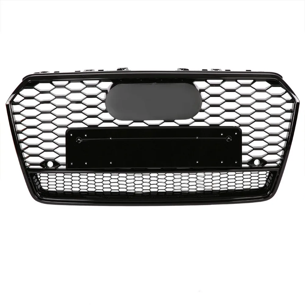 Автомобильный передний спортивный шестигранный сетчатый сотовый капот Гриль черный глянец для Audi A7/S7 автомобильные аксессуары для RS7 Quattro style
