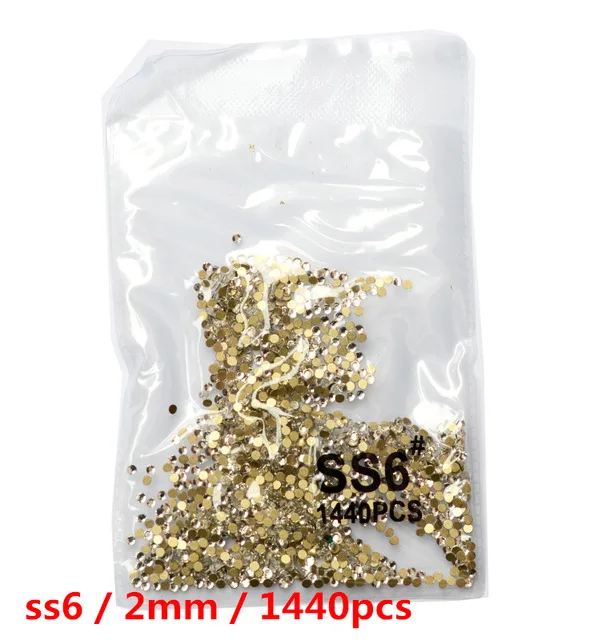 Gold white ss6 1440 Топ Gillter SS3-SS8 1440 шт Кристалл AB Золото 3D не горячая фиксация FlatBack шитье стразами и ткань одежды Стразы для дизайна ногтей камень - Цвет: Gold white ss6 1440
