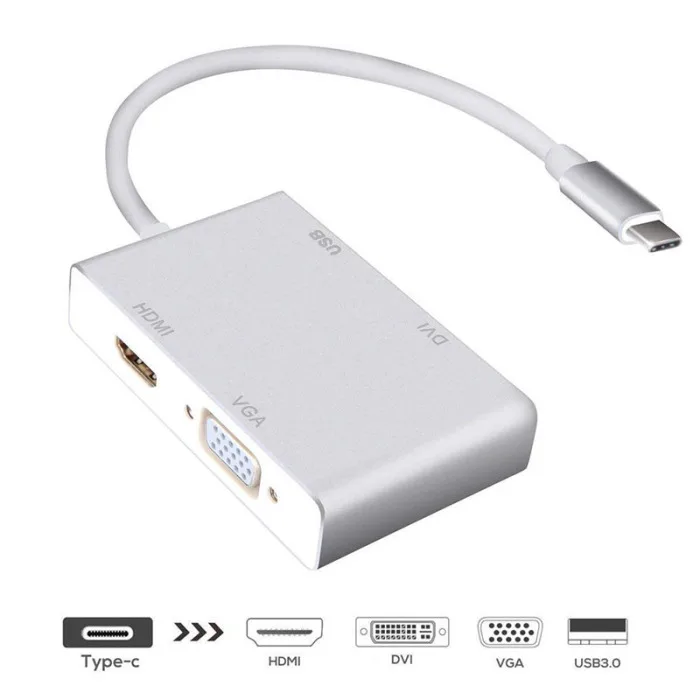 4 в 1 Тип C USB 3,1 к USB-C 4 к HDMI DVI VGA адаптер концентратор для MacBook ноутбука Hi 888