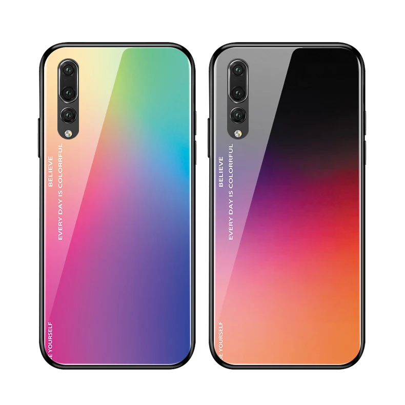 Будьте собой для huawei P9 P10 P20 P30 Plus Pro lite Honor 8 9 10 lite 9i 8C 8X Gradation закаленное стекло задняя крышка чехол для телефона