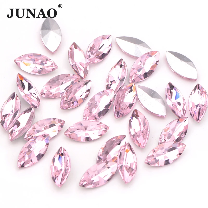 JUNAO 5*10 мм 200 шт. светло-розовый острый бриллиантовый Кристалл лошадиный глаз не