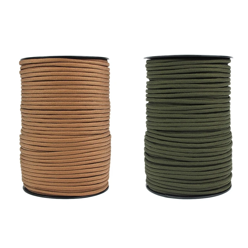 

2 Pcs 100M 4Mm 9 Stand Cores for Survival Parachute Cord Lanyard Camping Climbing Camping Rope Hiking Clothesline, Army-Green &