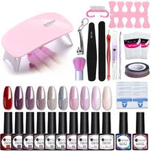 Ur Sugar 6 Вт УФ-лампа для маникюра, набор для маникюра, 12 цветов, блестящий замачиваемый УФ-светодиодный Гель-лак, набор, пилка для ногтей, инструменты, украшения