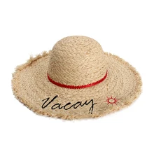 Летняя соломенная шляпа с вышивкой, женская пляжная шляпа с широкими полями, защита от солнца,, регулируемые гибкие складные солнцезащитные шляпы для женщин M222