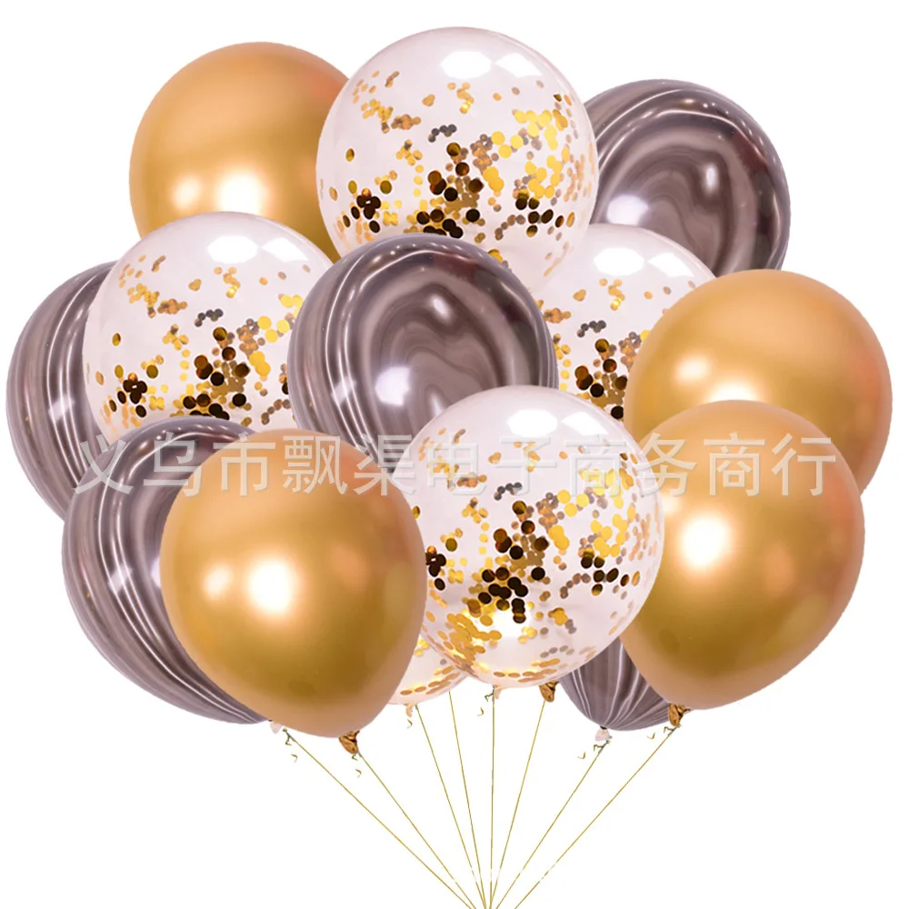 AliExpress Лидер продаж 12-дюймовое металлическое Агат блесток набор воздушных шаров под мрамор для дня рождения украшение для вечеринки