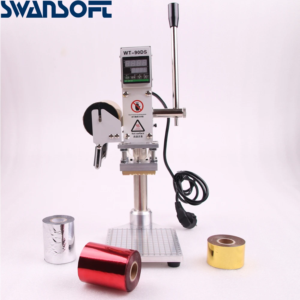 SWANSOFT stamping machine paper manual wood custom logo embossing hot foil digital WT-90DS model