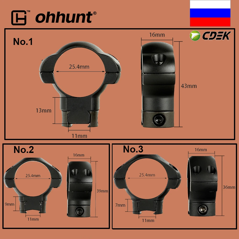 Тактический винтовочный прицел ohhunt 1 дюйм 25 4 мм со стальными кольцами для