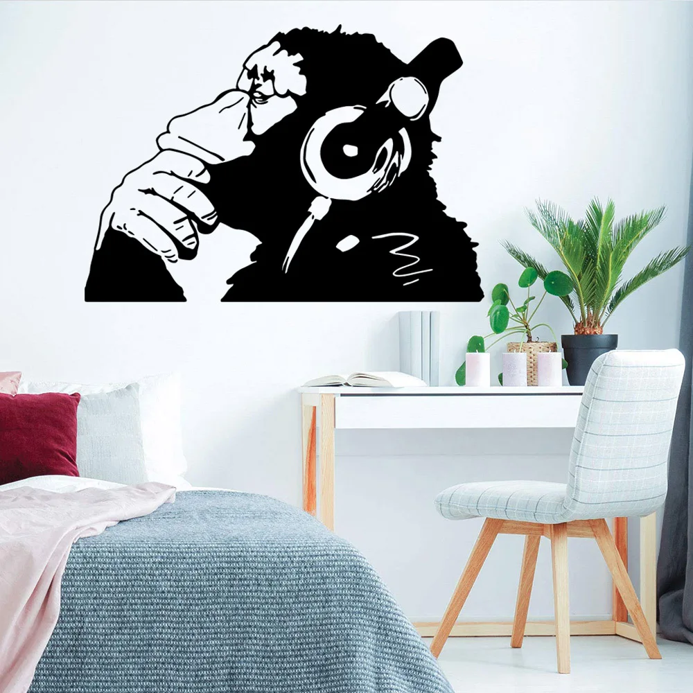 Banksy Наклейка на стену с обезьянками для детских комнат декор детской комнаты