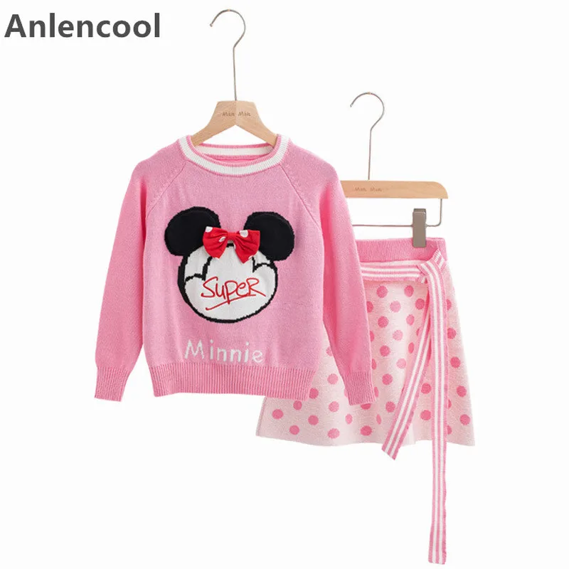 Anlencool Toddler Girl Sweater Baby Sweater 2020 Kids Sweat Tops and Skirt Children Clothes Set