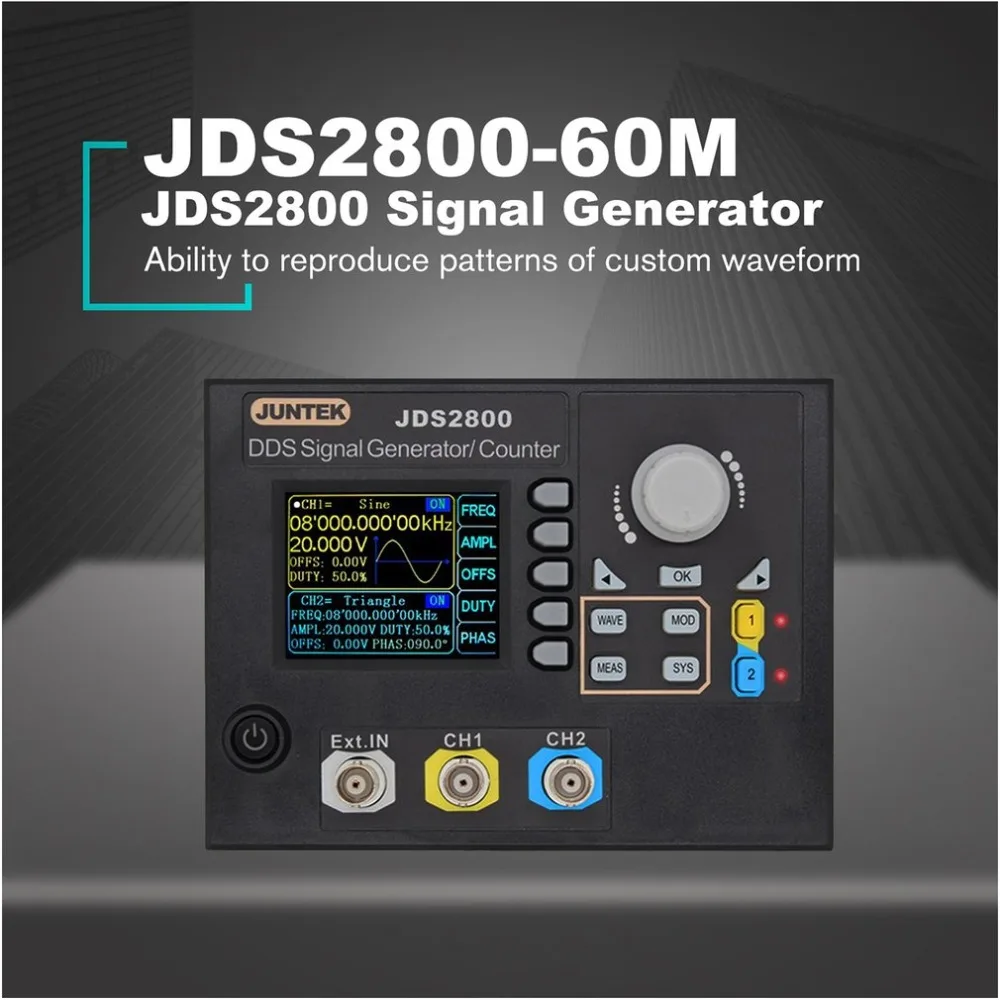 JDS2800-60M 60 МГц генератор сигналов цифровой контроль двухканальный DDS функция частота генератора сигнала метр произвольной волны