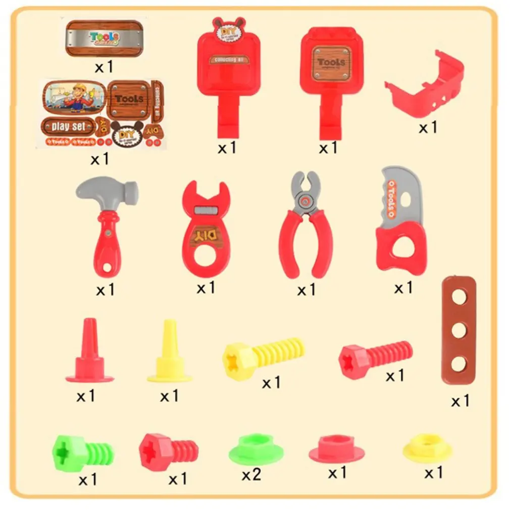 Детский набор инструментов через домашние игрушки 22 набора портативных инструментов для обслуживания набор игрушек Детский сад ПВХ