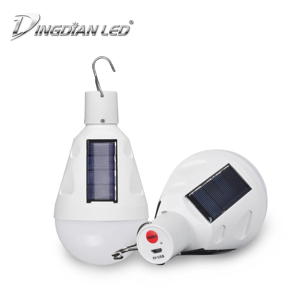 

USB Rechargeable Solar Camping Light Bulb 12W Waterproof Hanging Portable Lantern Solar Lighting Night Market Tent Light Bulb