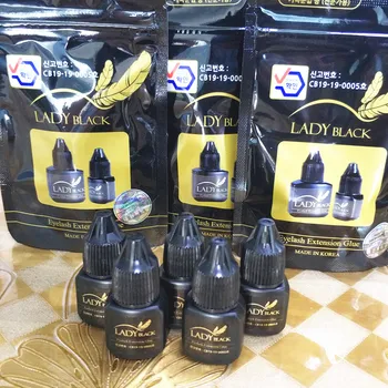 

5 bottles 5ml Lady black glue eyelash extensions With Original Bag low irritation fast drying for sensitive skin Korea lash glue