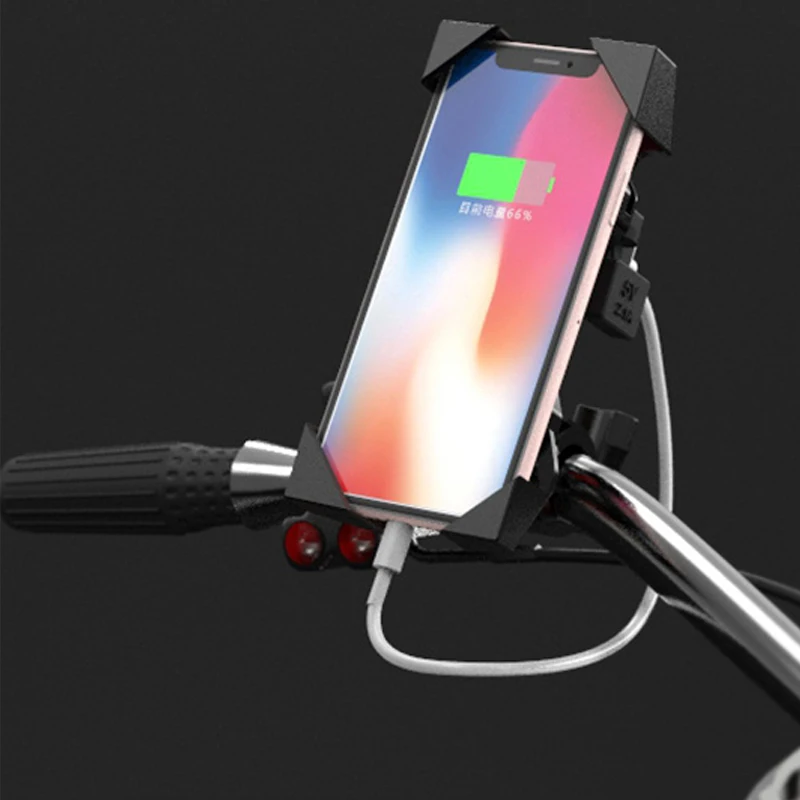 

Motorcycle Mobile Phone Holder Mount Support With USB Fast 2.1A Charger 360 Degree Rotation for Moto 4-6 inch for Huawei Xiaomi