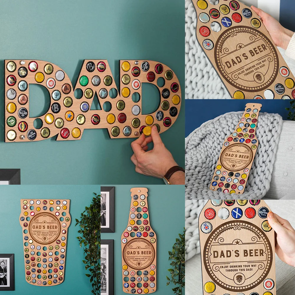 Wooden Beer Bottle Cap Rack Beer Bottle Cap Collection Plate Display Board Home Bar Wall-mounted Crafts Unique Decorative Board
