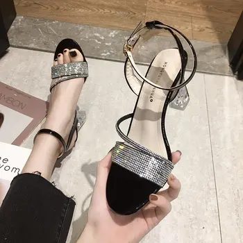 

Rimocy Fashion Crystal High Heels Sandals Women Summer 2020 Sexy Open Toe Ankle Strap Party Shoes Woman Clear Heel Sandalias