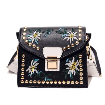 

Fashion Women Leather Messenger Bag Flower Handbag Ladies Small Crossbody Bags Women Rivet Flap Shoulder Bags Girls PA806049