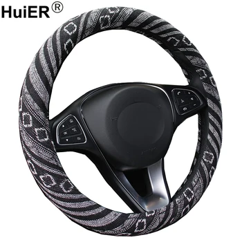 

HuiER Fashion Flax Universal Car Steering Wheel Cover 5 Styles Breathable For 38cm Car Accessories Braid on the Steering-wheel