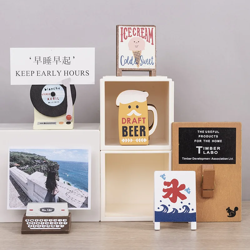 Sharkbang Vintage Coffee Beer Wooden Memo Holder Clip Photo Card Stand Folder Clip Decorative Kawaii Stationery