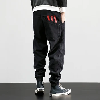 

Fashion Streetwear Men Jeans Black Color Loose Fit Denim Cargo Pants Harem Trousers Printed Designer Hip Hop Jeans Men Joggers