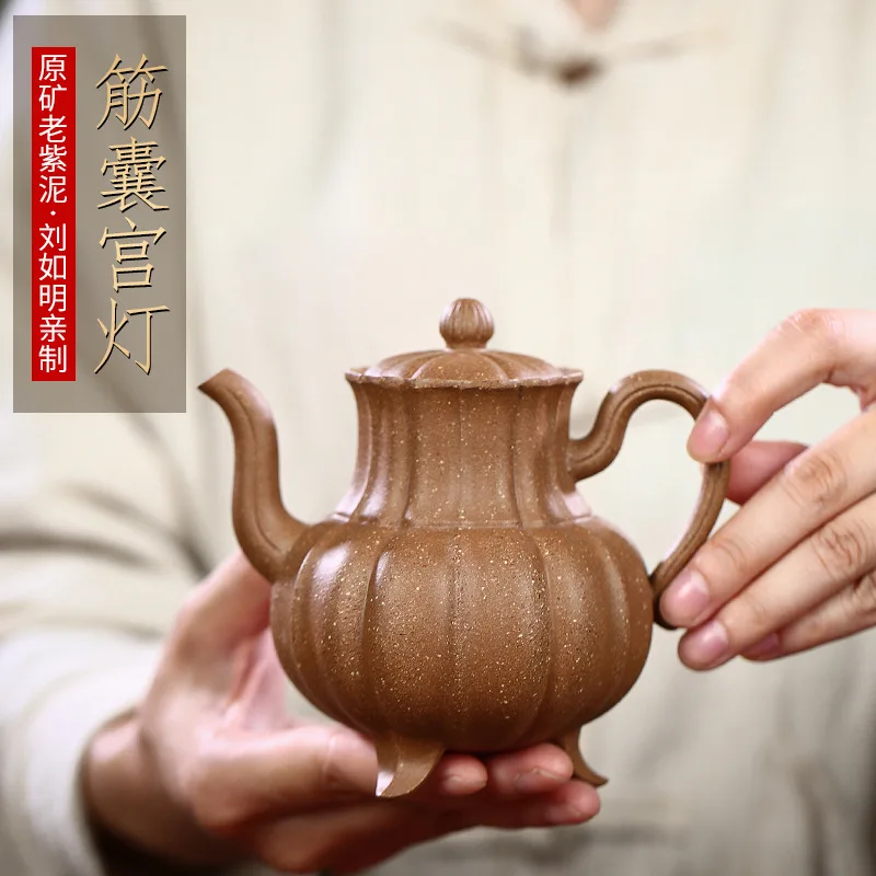 

Competitive Products Teapot Yixing Famous Dark-red Enameled Pottery Teapot Pure Full Manual Raw Ore Colourful Section Mud Sac