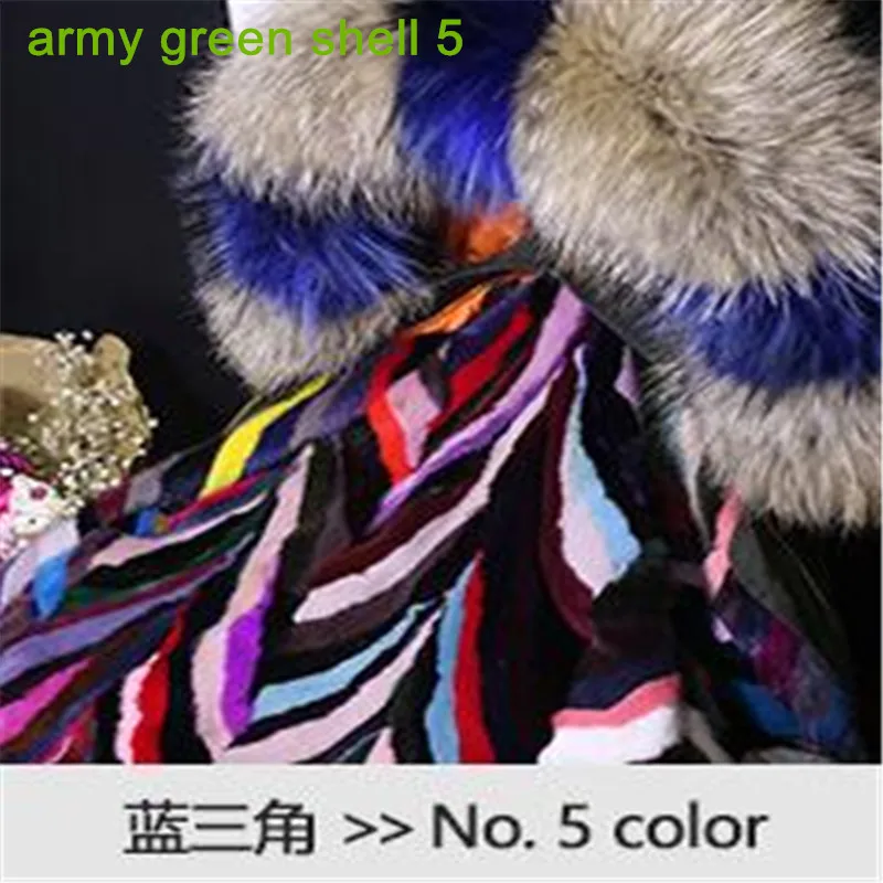 army green shell 5 Короткая куртка-бомбер с подкладкой из натурального меха норки, зима, большая парка с воротником из меха енота, водонепроницаемая зимняя куртка - Цвет: army green shell 5