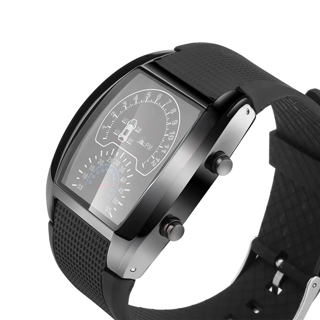 Спортивные часы электронные цифровые часы для мужчин светодиодный светильник Turbo Спидометр спортивный автомобиль циферблат метр Часы Relogio топ класса люкс
