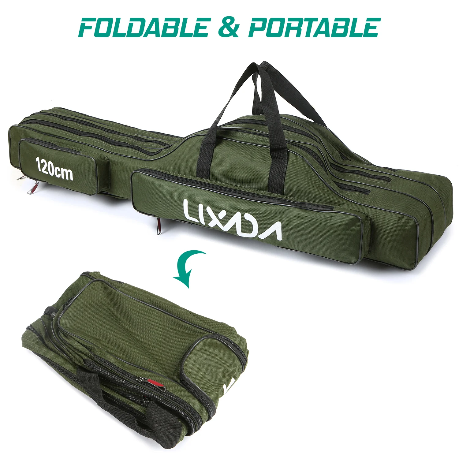 3 Layers Fishing Pole Bag Portable Folding Rod Carry Case Carrier Travel  Bag Fishing Reel Tackle Storage Bag Case 90/120/150cm