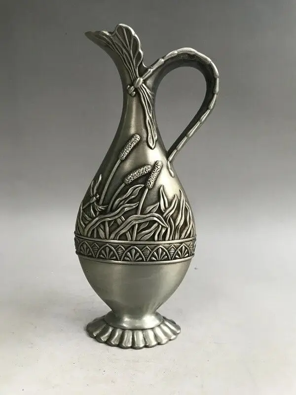 Chinese Miao Silver Old Man Play Chess Dog Animal Wine Tea Pot Flagon Kettle