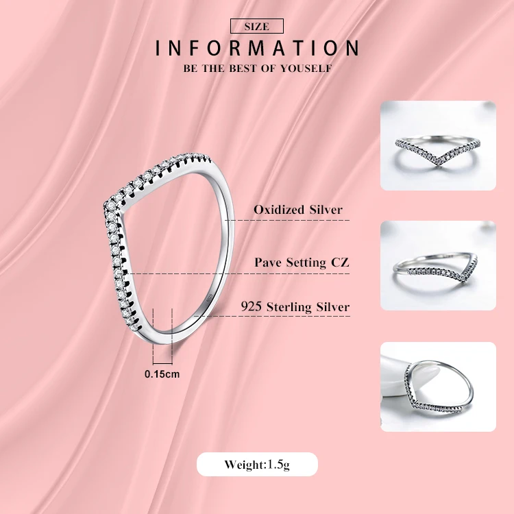 Modian 3 Style 925 Sterling Silver Stackable Ring Clear CZ Jewelry For Women Couple Gift