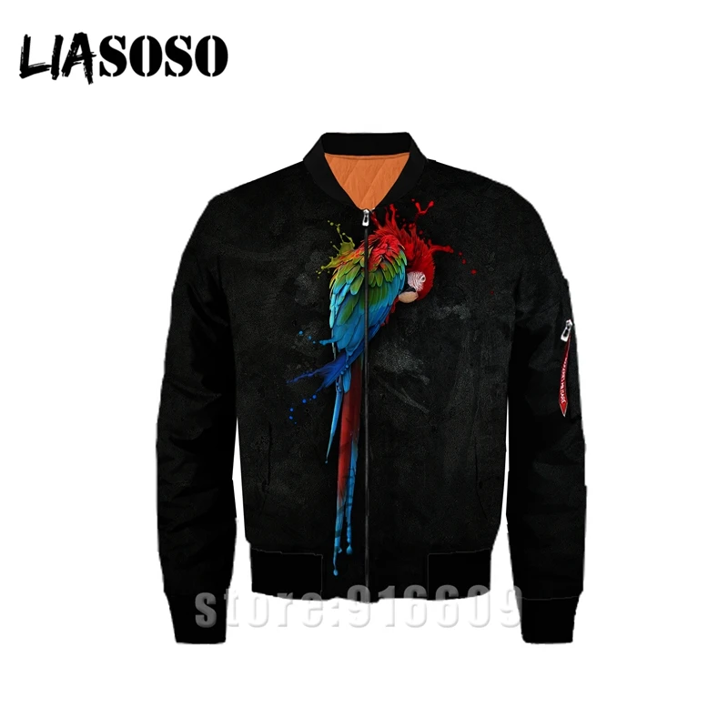 Новейшая зимняя куртка для мужчин wo мужчин детей попугай хип хоп dj с длинным рукавом животных Птица ветрозащитный пальто уличная Harajuku пуловер на молнии