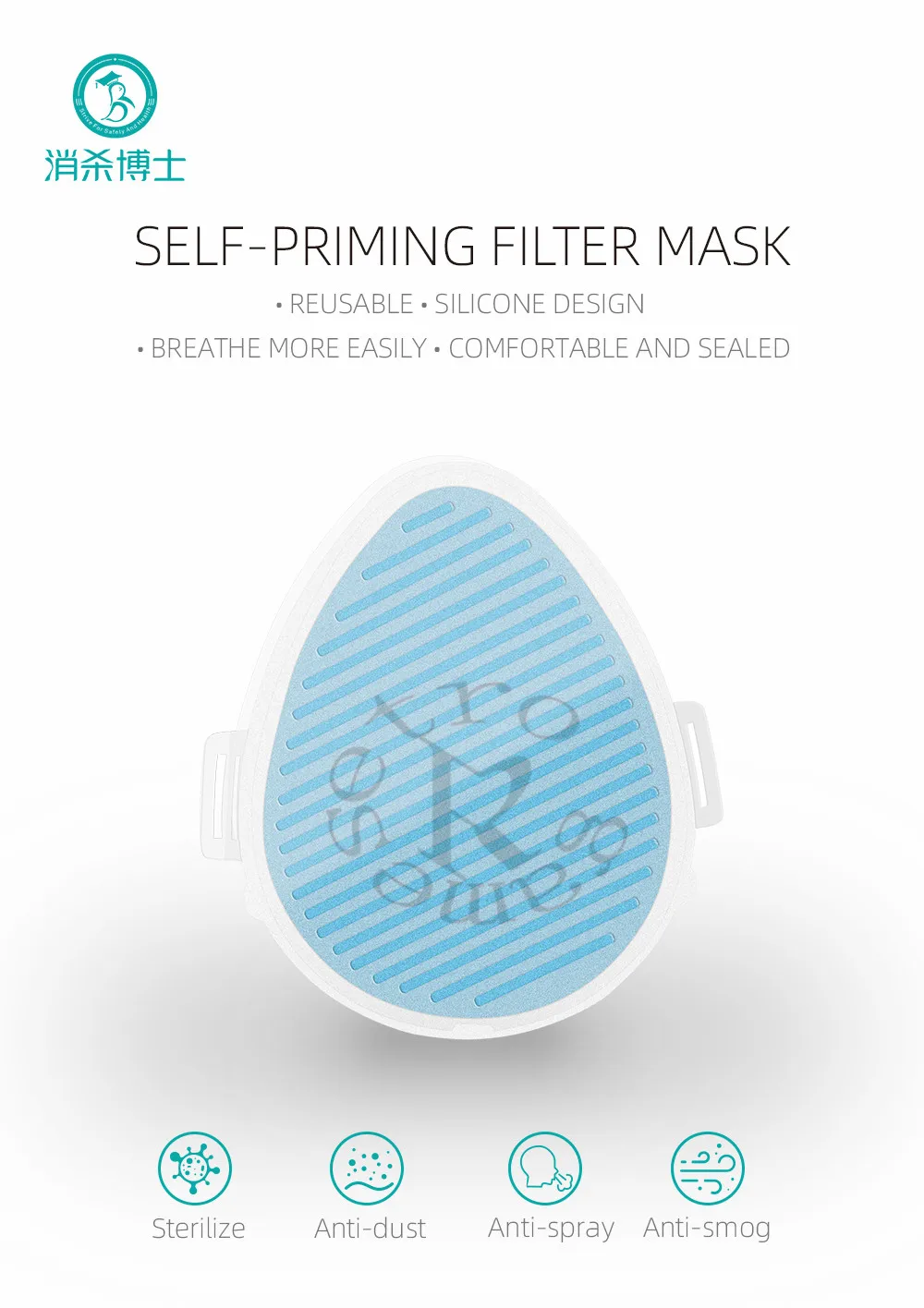 

K3 Reusable Mask 3-layer Self-priming Filter Mask anti-splash anti bacteria anti-dust Fog haze anti-pollen with 10 Filter Pads