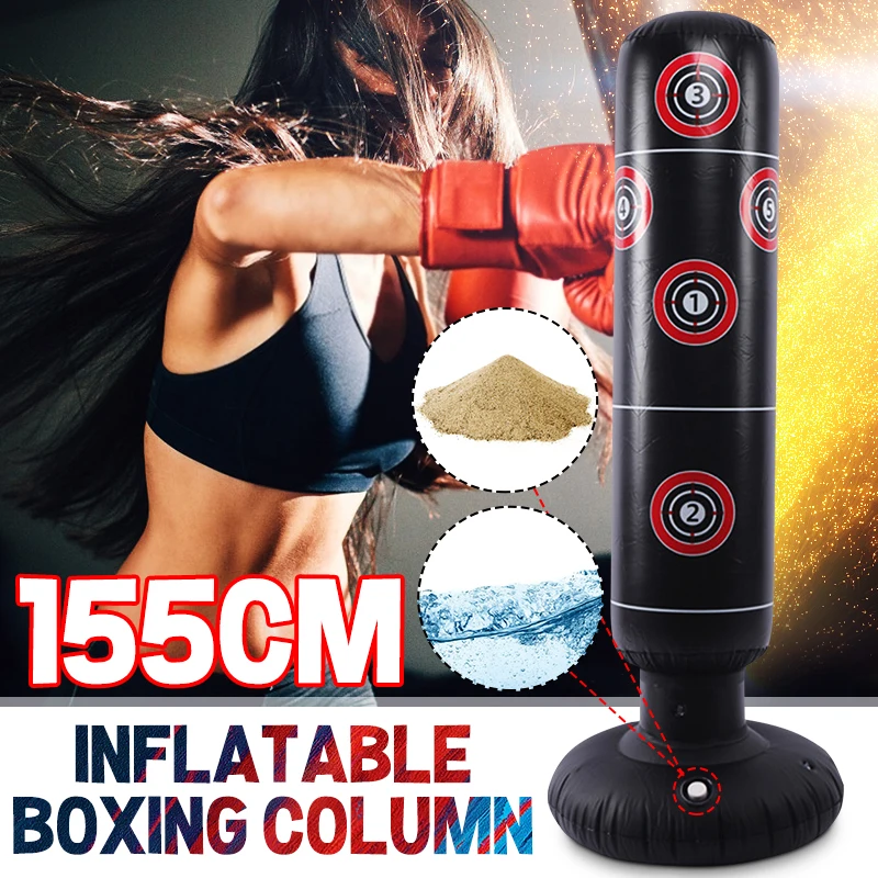 

155CM Inflate Free Standing Sandbag Kid Adult Fight Karate Kick Art Training Inside Room Boxing Target Punch Bag