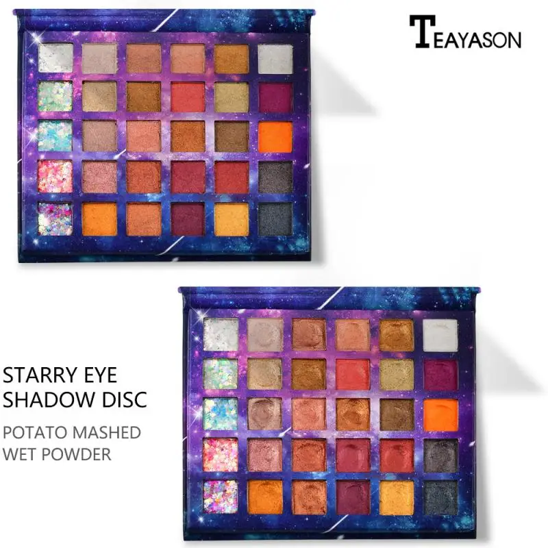 30Colors Newest Highlight Eye Shadow Palette Lasting Pearlescent Sequin Eyeshadow Makeup Matte Orange Red Eyeshadow Powder TSLM2