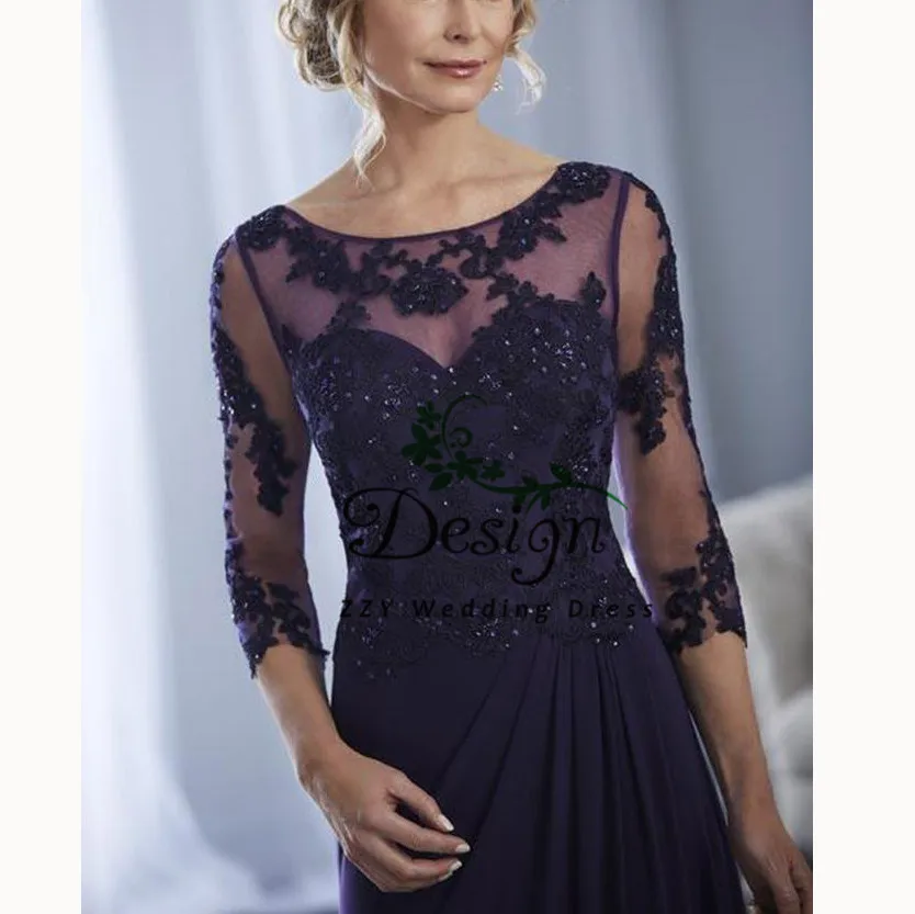 Vestidos de madre de la novia короткий рукав с аппликацией плиссированная подметка поезд на заказ плюс размер мать невесты платья