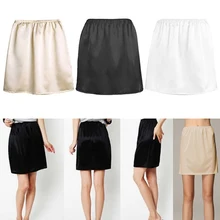 

Women Elastic Waist Half Slip Petticoat Skirts Underskirt Lady Crinoline Milk Silk White Lace Commuter Office Ladies Skirt