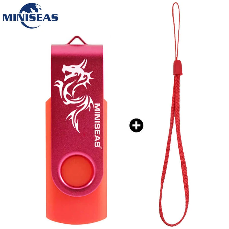 Usb флэш-накопитель, 9 цветов, Miniseas дракон мини флеш-накопитель 8 ГБ/16 ГБ/32 ГБ/64 Гб/128 ГБ устройство чтения карт памяти cle Usb флеш-накопитель 2,0 флеш-накопитель с веревкой - Цвет: Red