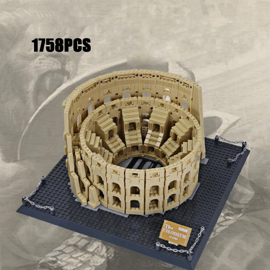 

world famous Historical culture architecture Amphitheatrum Flavium building block Italy Rome Colosseum model educational toys
