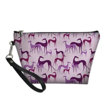 

Cartoon Greyhounds Print Women Leather Makeup Bags Toiletries Organizer Ladies Cosmetic Bag Female Custom Girls Make Up Bag
