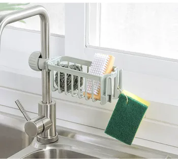 

Adjustable Faucet Drainage Shelf Stainless Steel Kitchen Sundries Storage Rack for Bathroom Soap Rag and Sponge organize Holder