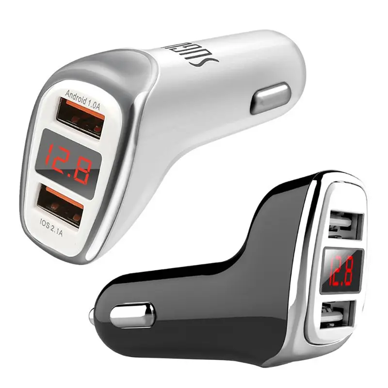3.1A двойной USB Автомобильное зарядное устройство Быстрая Зарядка адаптер умный ток напряжение дисплей устройства для iPhone мобильных телефонов