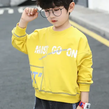 

Children's Wearing Boy's Wearing Black Long-sleeved T-shirt 2020 Spring yellow kids sweatshirts