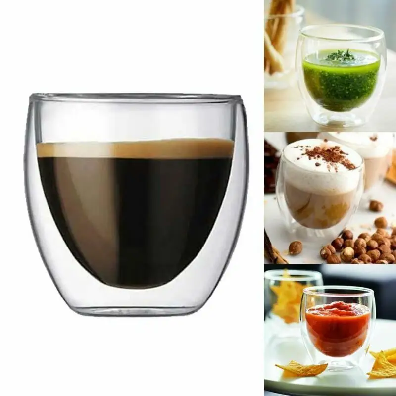 150-450ml Double Wall Cup Coffee Glass Tea Insulated Mug Espresso Cup Wine Beer